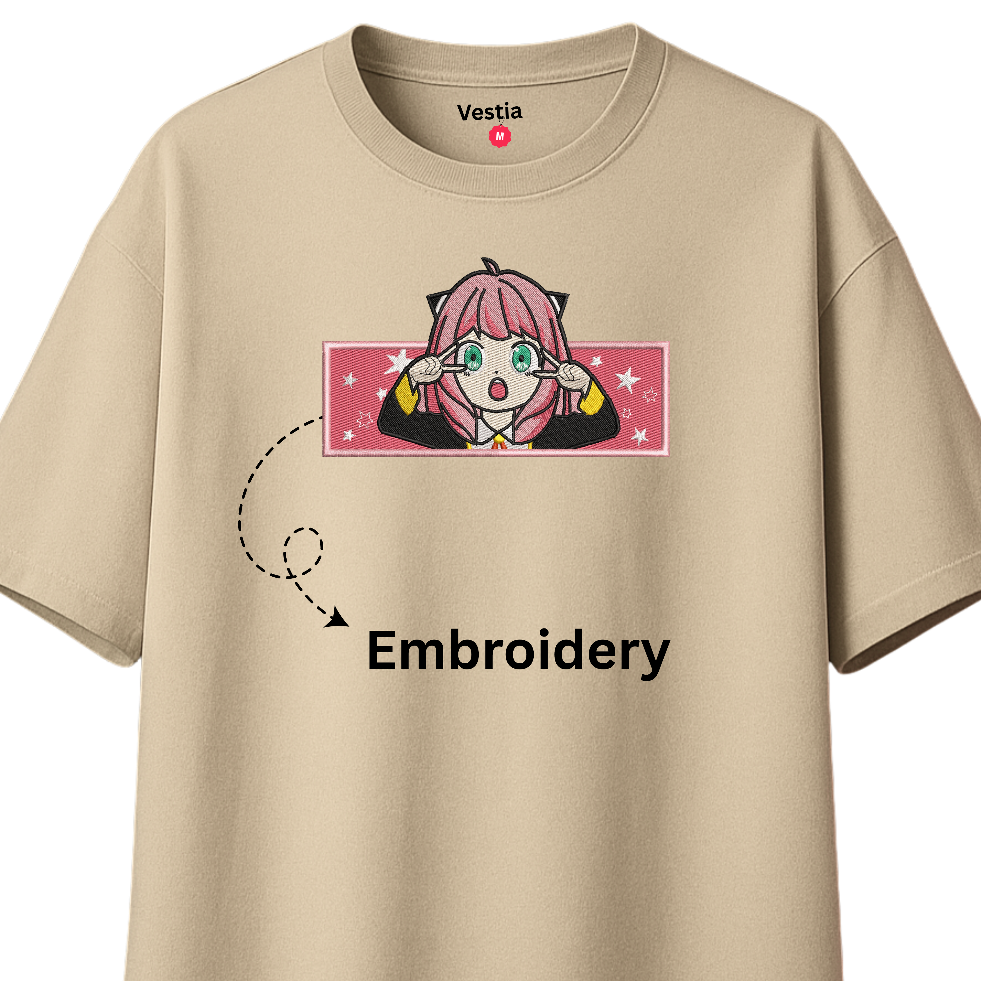 Nezuko Kamado Anime T-Shirt – Embroidery & DTF Combo | Demon Slayer Premium Tee by Vestia